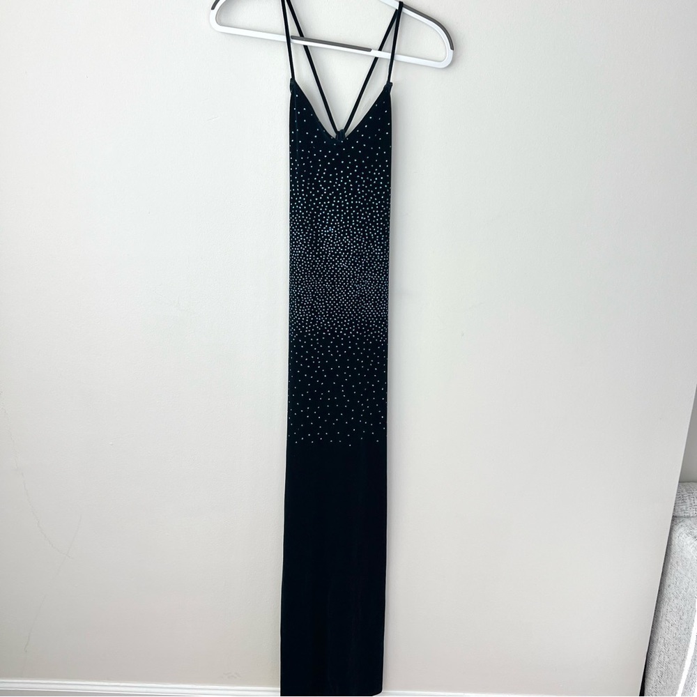 Vintage Jump Velvet Navy Blue Maxi Dress